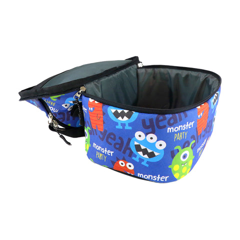 Image of Smily Kiddos Double Decker Lunch Bag  Monster Theme - Blue LxWxH :25.5 X 17 X 20 CM