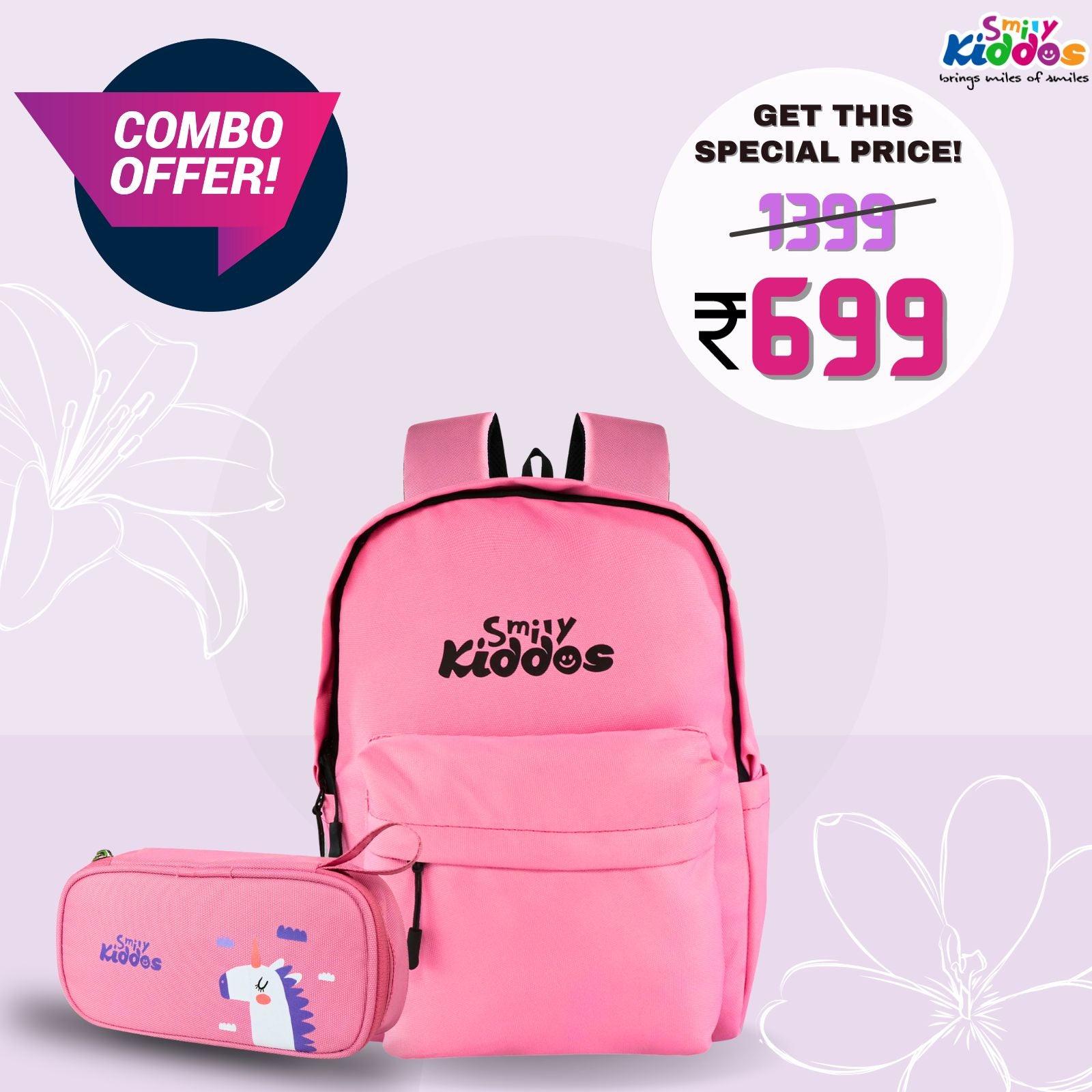 Smily Kiddos Day Backpack with Pouch Pink - Main Image