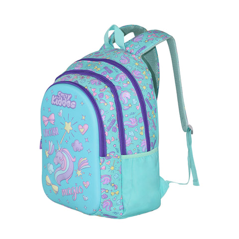 Image of Smily Kiddos Kids School Backpack Unicorn Theme | Sea Green