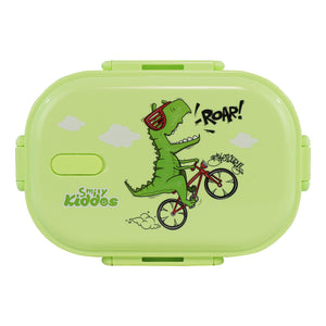 Smily kiddos Stainless Steel Roar Dino Theme Lunch Box - Green - medium 3+ years