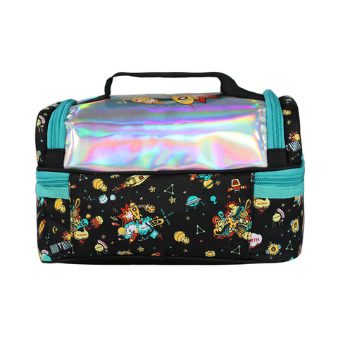 Image of Smily Kiddos Double Decker Lunch Bag V2 Space Theme Black