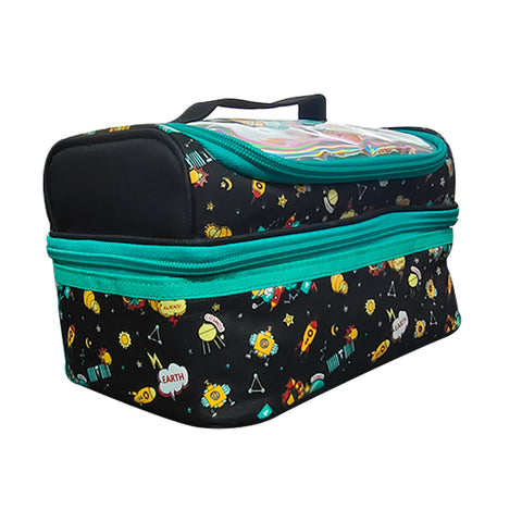 Image of Smily Kiddos Double Decker Lunch Bag V2 Space Theme Black