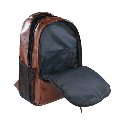Image of Mike Bags Faux Leather Laptop Backpack - Brown
