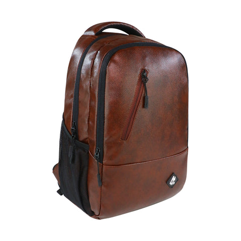 Image of Mike Bags Faux Leather Laptop Backpack - Brown