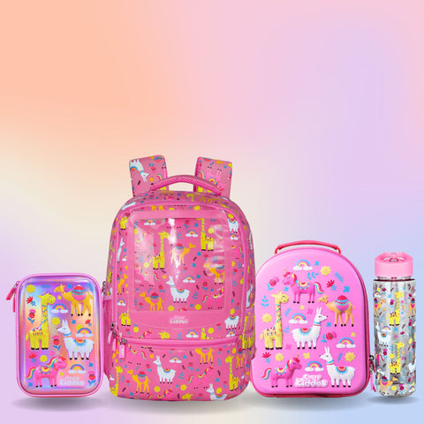 Image of Smily Kiddos Combo PINK (Backpack, Lunch Bag, Pencil Box , Water Bottle )