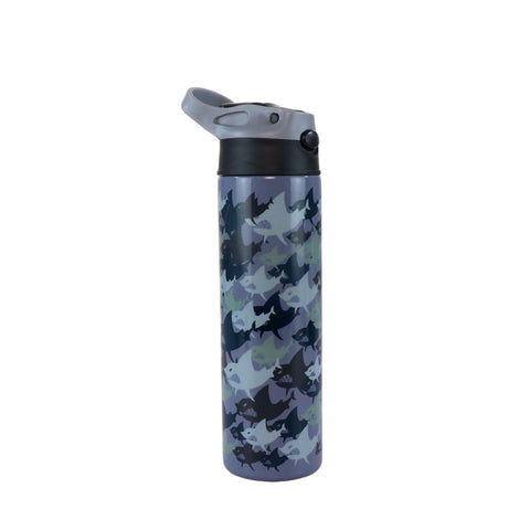 Image of Smily Kiddos Insulated Water Bottle 600ml - Shark  Theme Grey