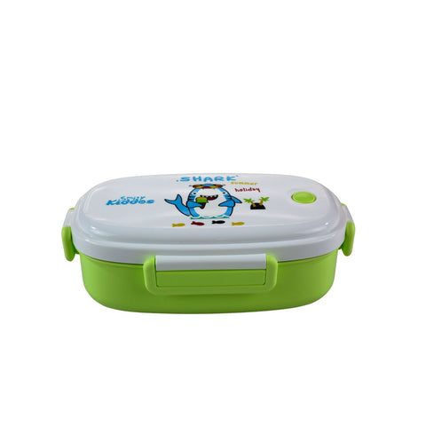 Image of Smily kiddos Stainless Steel Lunch Box Small Holiday Shark Theme - Green 3+ years
