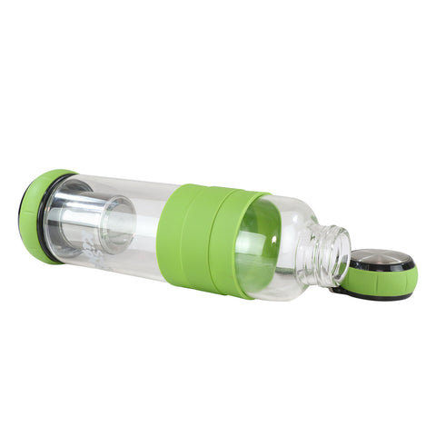 Image of Smily Kiddos Glass bottles with Removable Stainless Steel Infuser Green