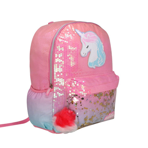 Image of Unicorn Charm Backpack For Girls - Pink
