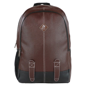 Mike Bags Octane Faux Leather Laptop Backpack -  Dark Brown