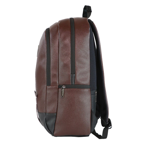 Image of Mike Bags Octane Faux Leather Laptop Backpack -  Dark Brown
