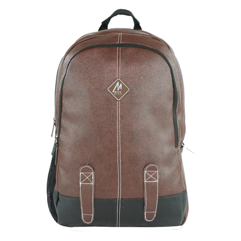 Image of Mike Octane Faux Leather Laptop Backpack - Brown