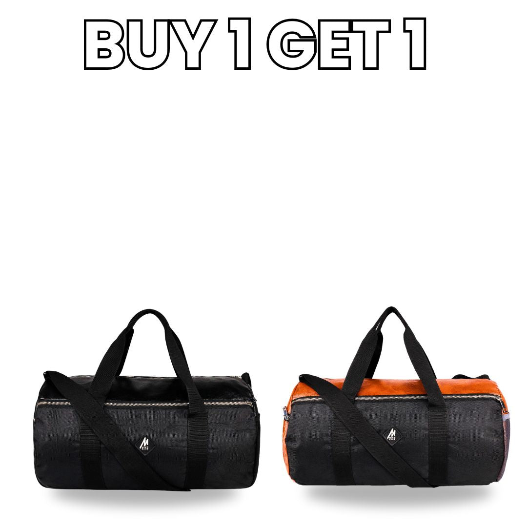 Mike Forge Leather Gym Bag Combo – Black & Tan | Buy 1 Get 1