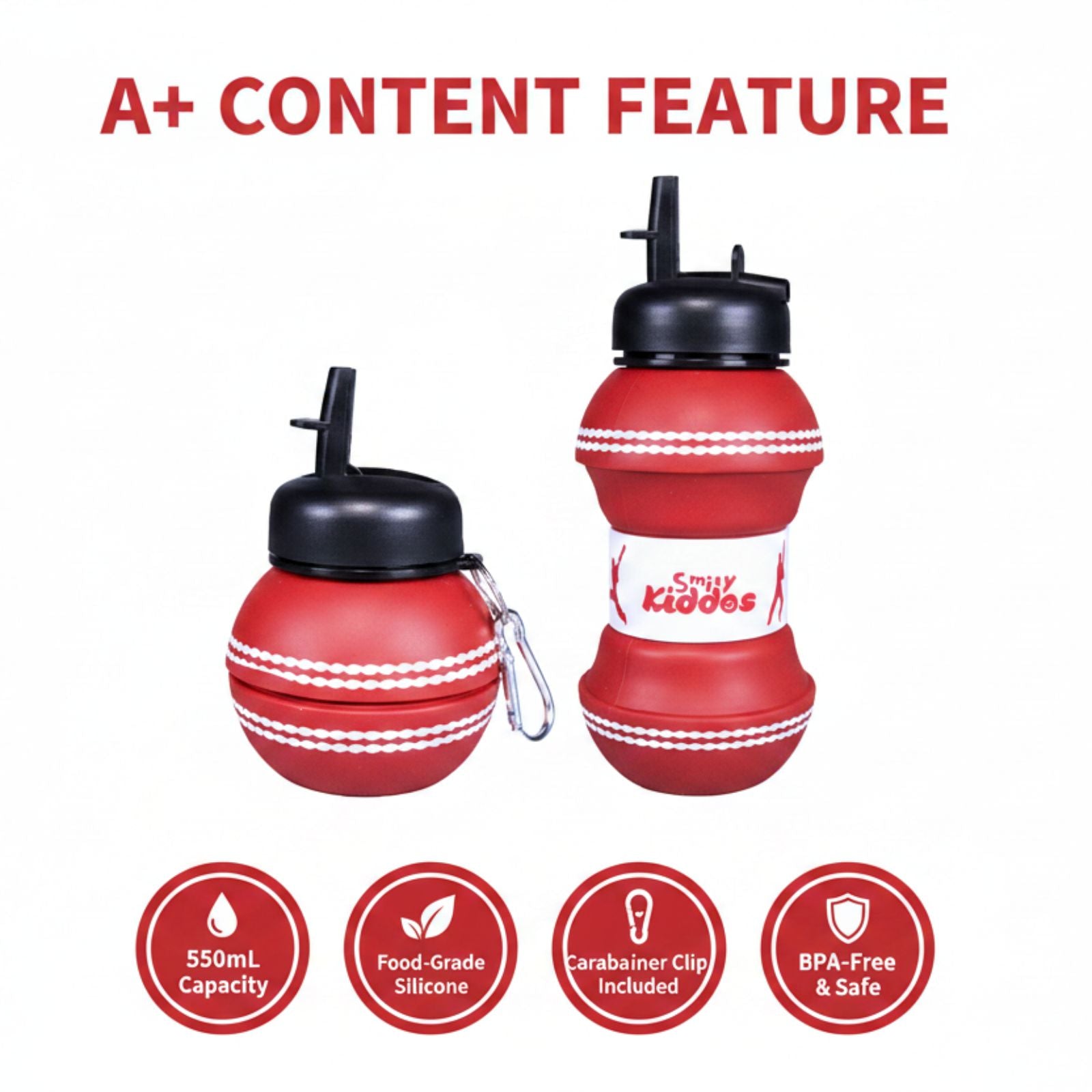 Smily Kiddos Expandable Water Bottle – Cricket Ball 550 mL