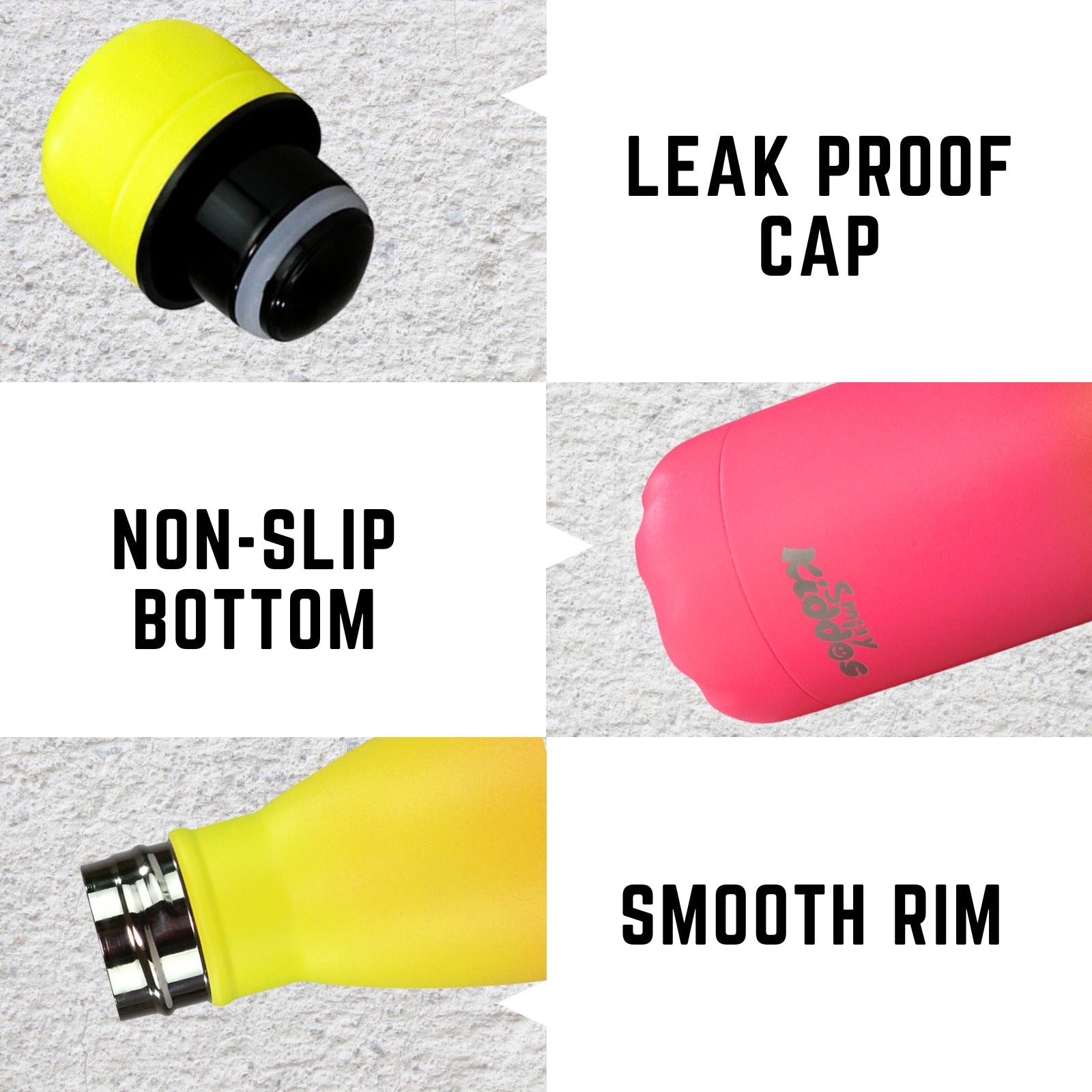 Stainless Steel Water Bottle  - Matte Yellow pink feature 2