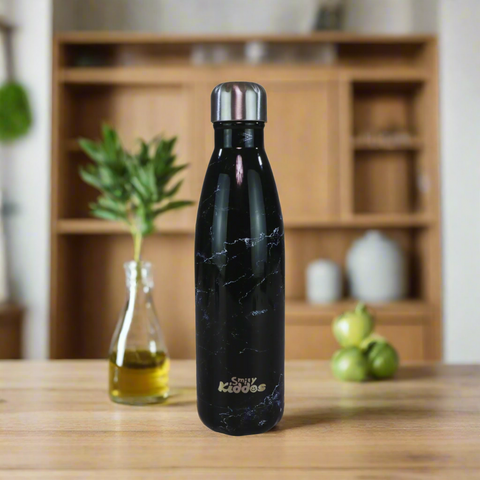 Image of Smily Kiddos 500 ML Stainless Steel Water Bottle -  Marble Print Black