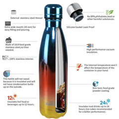  Stainless Steel Holographic Water Bottle - Glossy Red feature 2