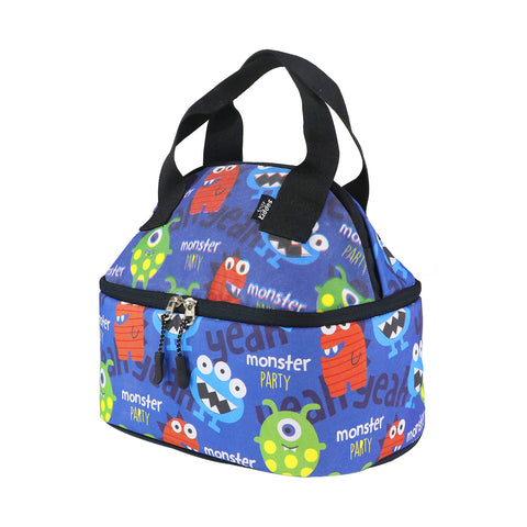 Image of Smily Kiddos Double Decker Lunch Bag  Monster Theme - Blue LxWxH :25.5 X 17 X 20 CM