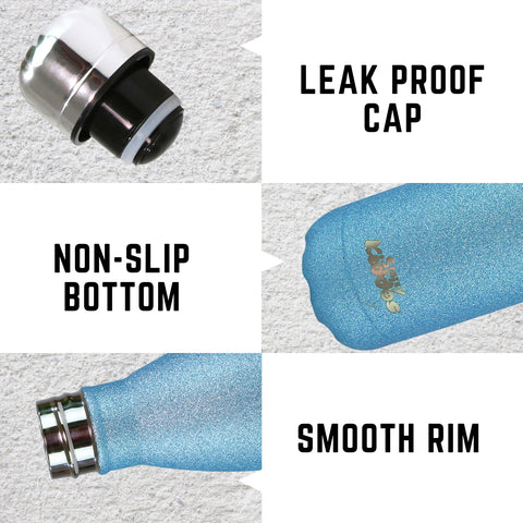 Image of Smily Kiddos 500 ML Stainless Steel Water Bottle  - Glitter Light Blue