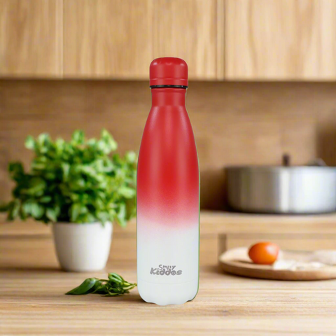 Image of Smily Kiddos 500 ML Stainless Steel Water Bottle  - Matte Red White