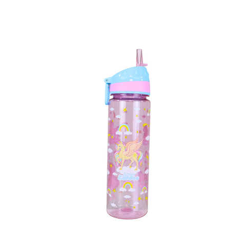 Image of Smily Kiddos Straight Water Bottle With Flip Top Nozzle Unicon Theme - Pink & Blue