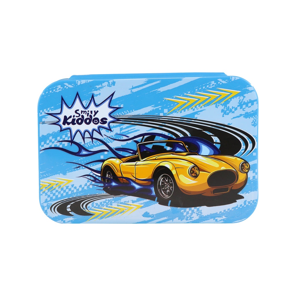 Smily Kiddos Brunch Stainless Steel Lunch Box - Race Car Theme - Blue