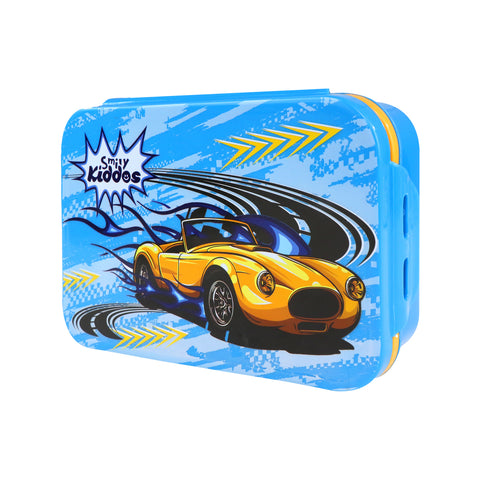 Image of Smily Kiddos Brunch Stainless Steel Lunch Box - Race Car Theme - Blue