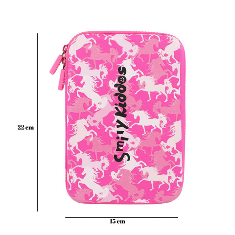 Image of Smily Kiddos Unicorn Theme - Single Compartment EVA Pencil Case with Unicorn Slap band - Pink