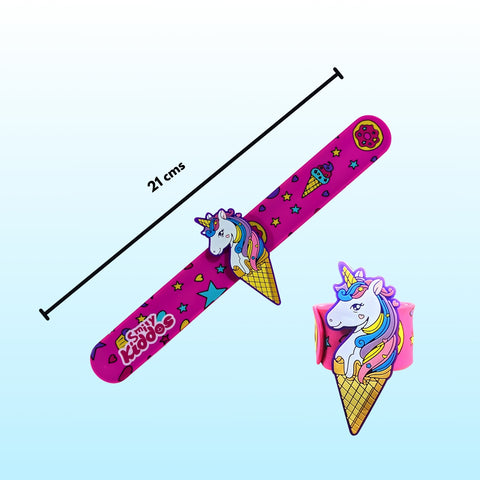 Image of Smily Kiddos Unicorn Theme - Single Compartment EVA Pencil Case with Unicorn Slap band - Pink