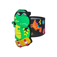 Smily Kiddos Dino Theme - Single Compartment EVA Pencil Case with Dino Slap band - Black