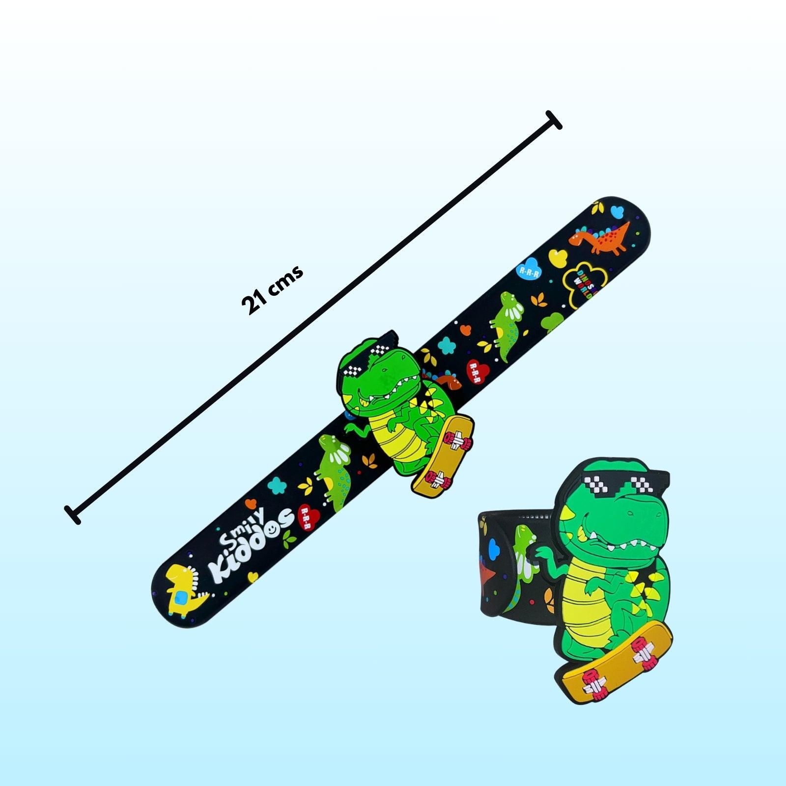 Smily Kiddos Dino Theme - Single Compartment EVA Pencil Case with Dino Slap band - Black