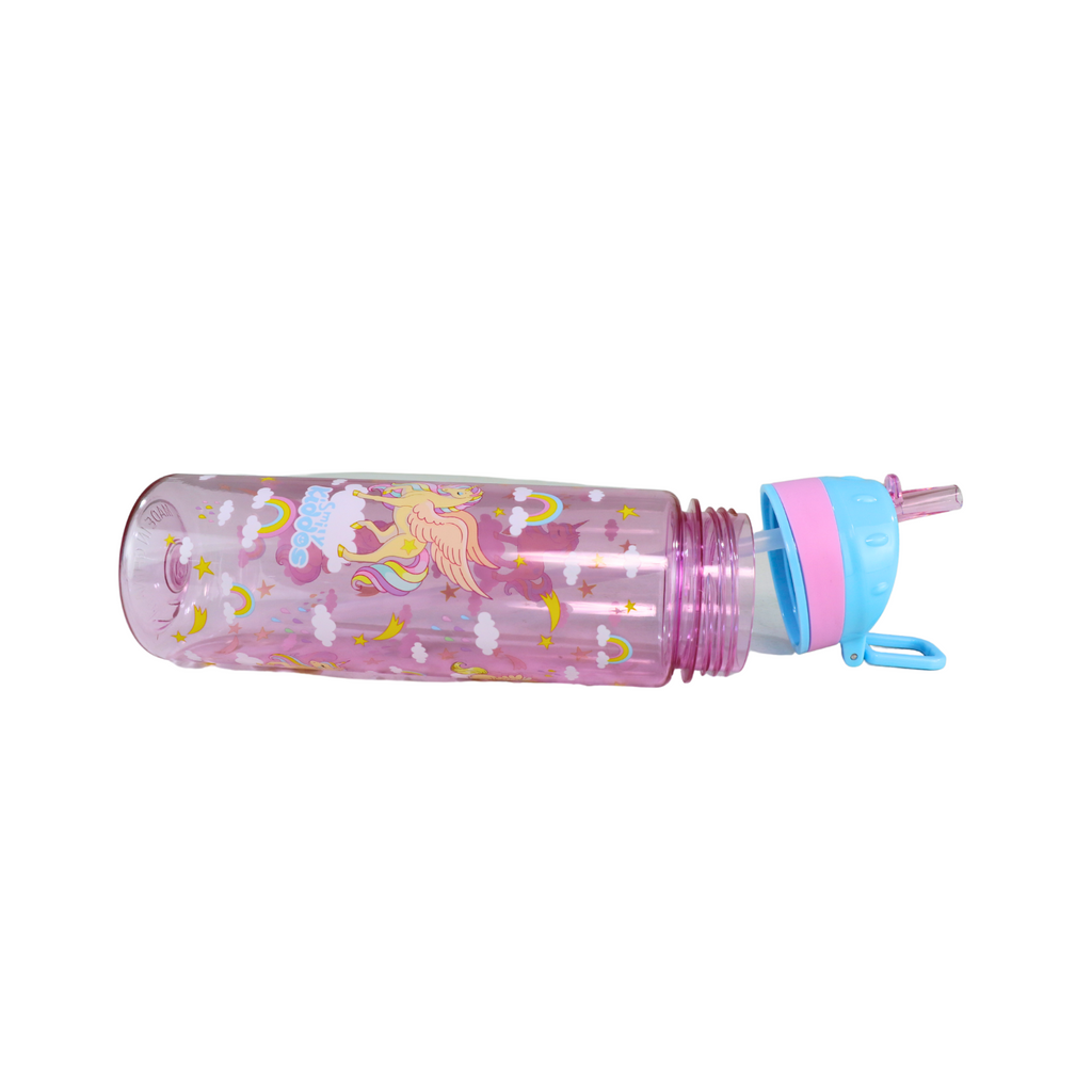 Smily Kiddos Straight Water Bottle With Flip Top Nozzle Unicon Theme - Pink & Blue