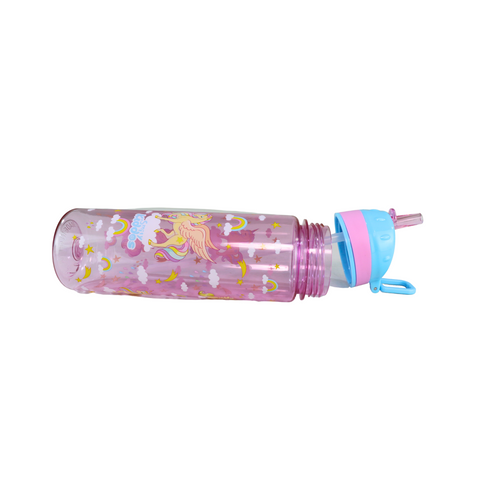 Image of Smily Kiddos Straight Water Bottle With Flip Top Nozzle Unicon Theme - Pink & Blue