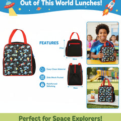 Joy lunch Bag - Space Theme - Black