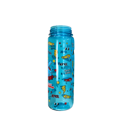 Image of Smily Kiddos Straight Water Bottle With Flip Top Nozzle Dinosaur Theme - Blue & Red