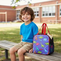 Kids Dinosaur Lunch Bag - School Lunch Box with Water Bottle Holder | BPA-Free