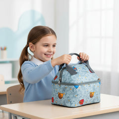 Smily Kiddos Double Decker Lunch Bag Wizard Theme - Grey