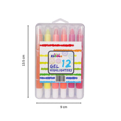 Smily Kiddos Gel Highlighters – 12 Vibrant Colors | Non-Bleed Study Set for Kids