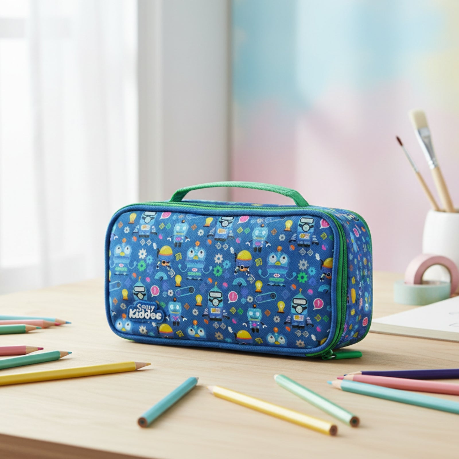 Multipurpose Pencil Case Robo Theme- Blue