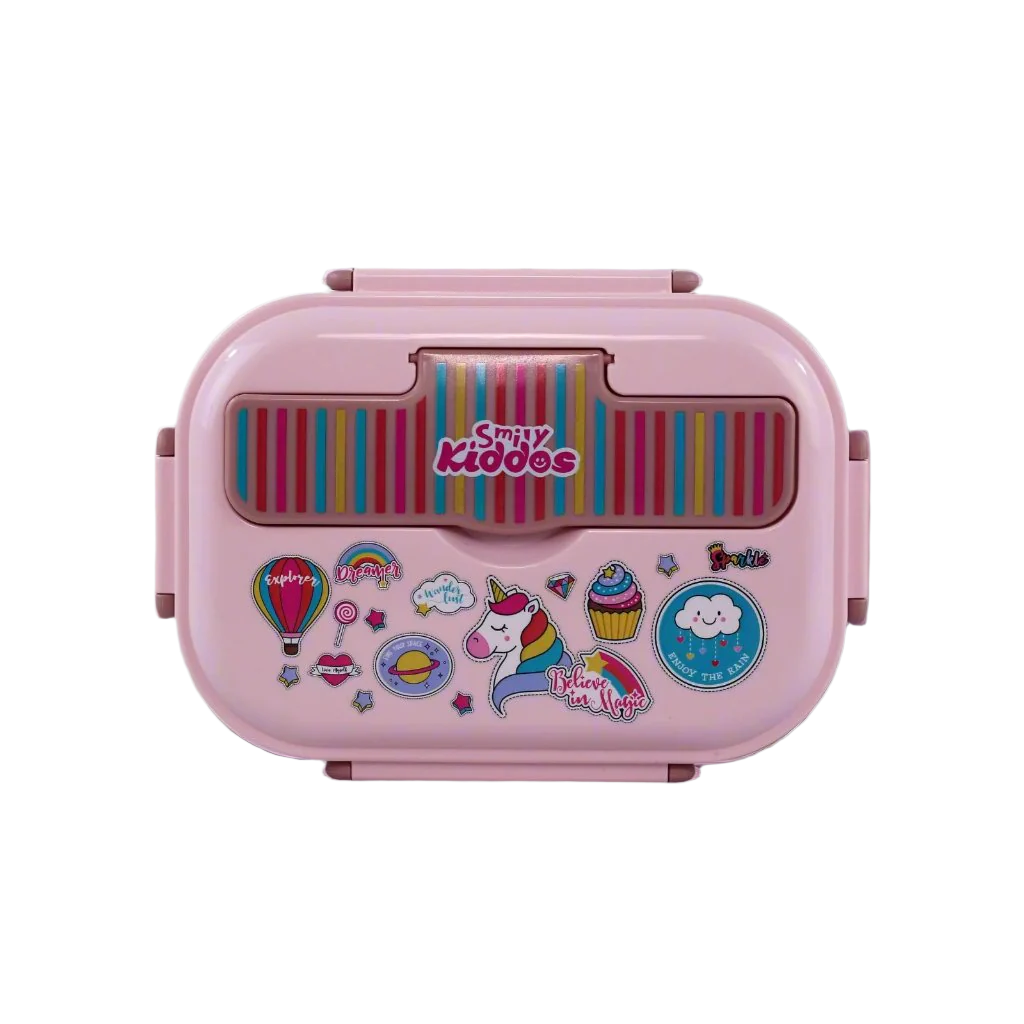 Smily Kiddos Stainless Steel Dream Land Theme Lunch Box - Light Pink for 3+ years