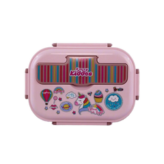 Smily Kiddos Stainless Steel Dream Land Theme Lunch Box - Light Pink for 3+ years