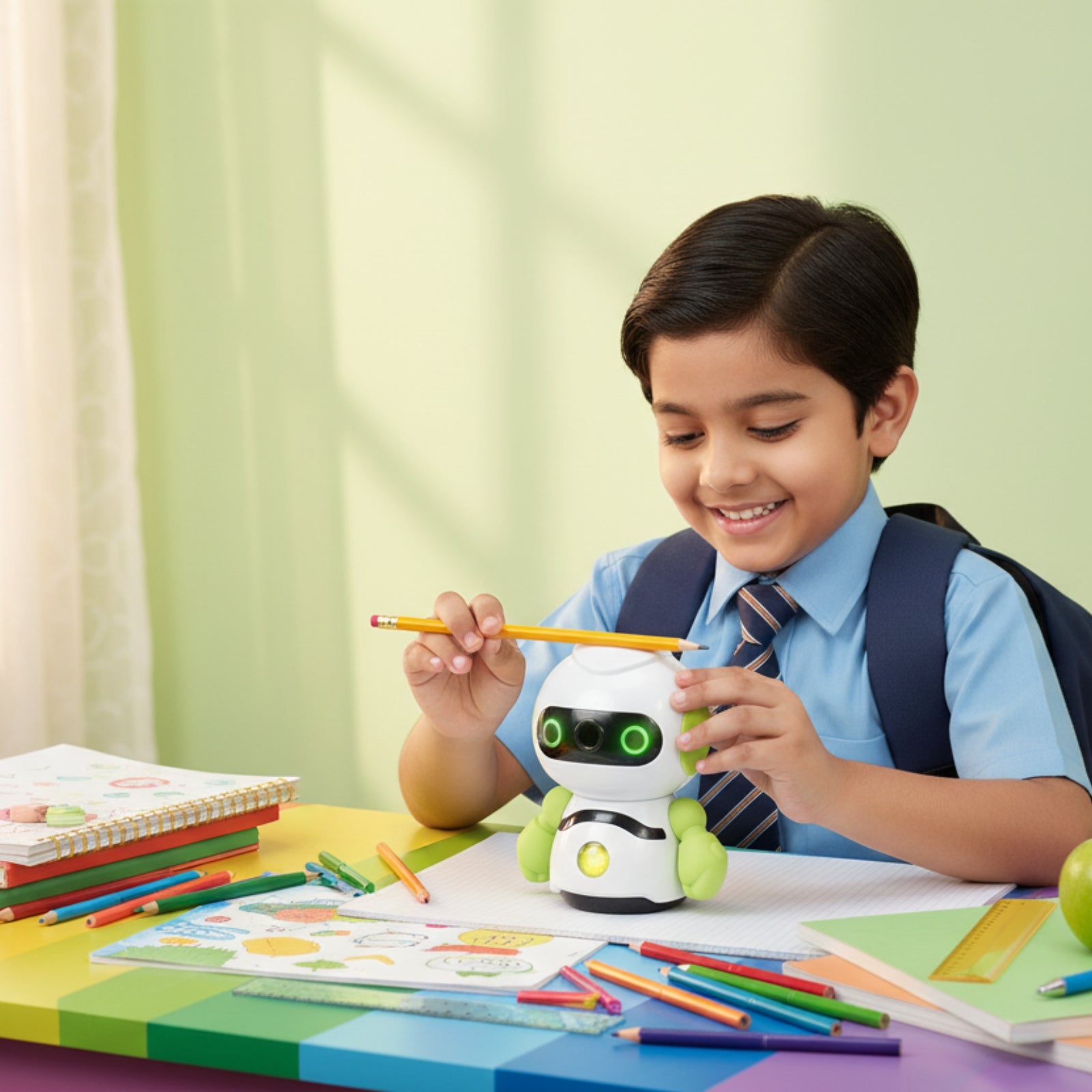 Smily Kiddos Hand Operated Robot Pencil Sharpener - Green