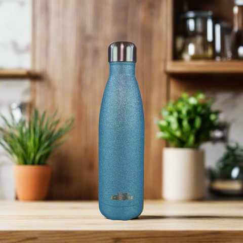 Image of Smily Kiddos 500 ML Stainless Steel Water Bottle  - Glitter Light Blue