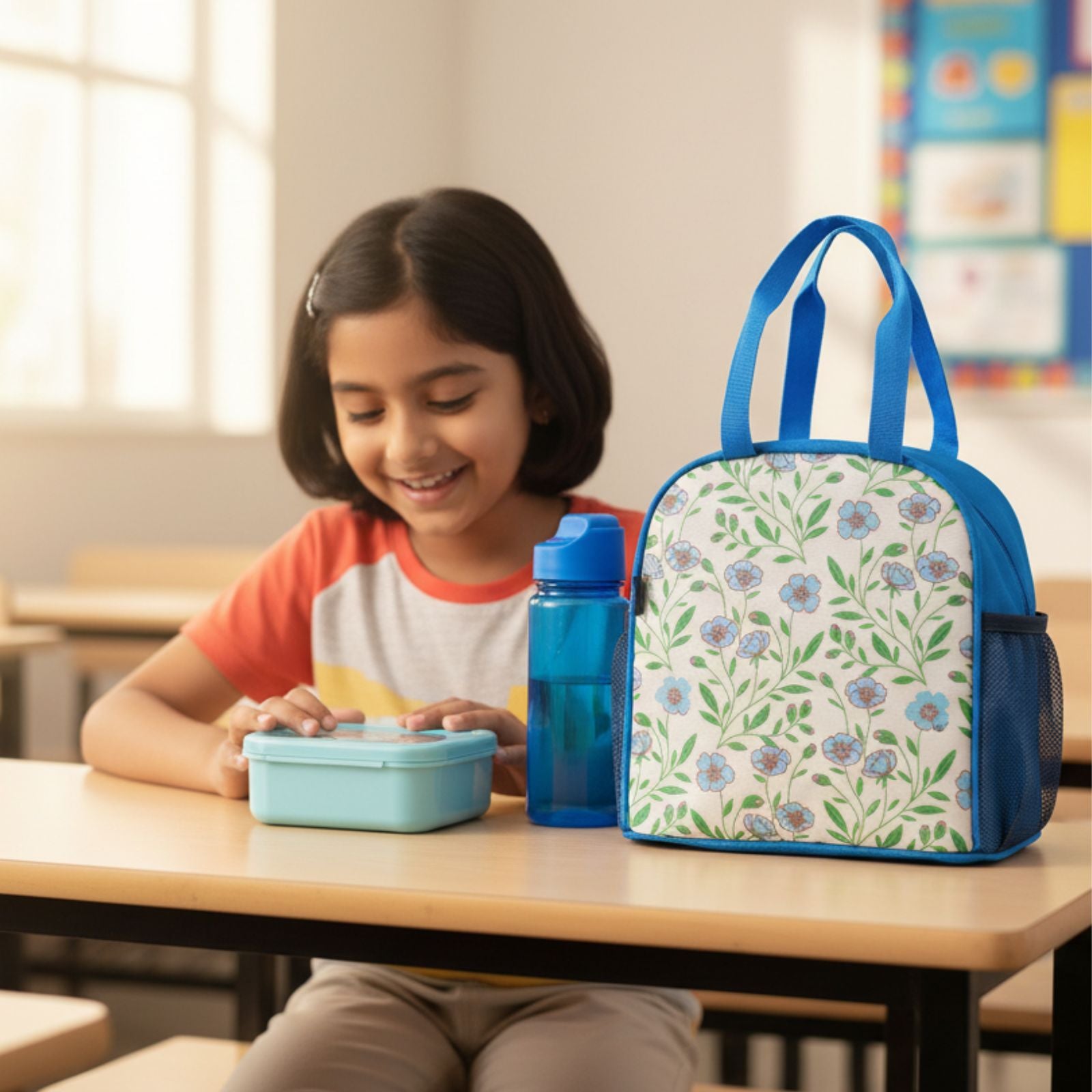 Joy Lunch Bag Floral Breeze Theme - Blue