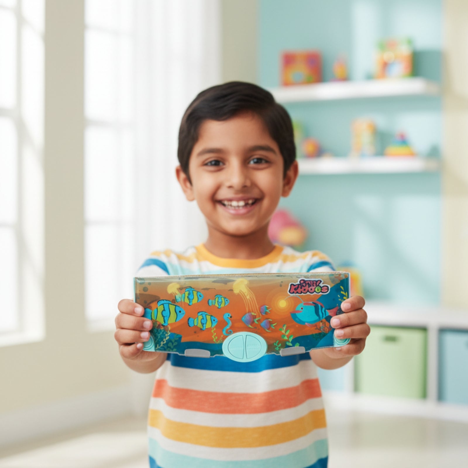 Smily Kiddos Pop-Out Pencil Box for Kids | Ocean Theme (Navy Blue)