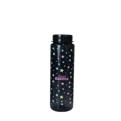 Image of Smily Kiddos Straight Water Bottle With Flip Top Nozzle Happy Star Theme - Black & Pink