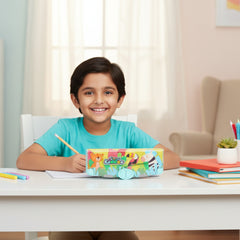 Smily Kiddos Pop-Out Pencil Box for Kids | Safari Theme (Green)