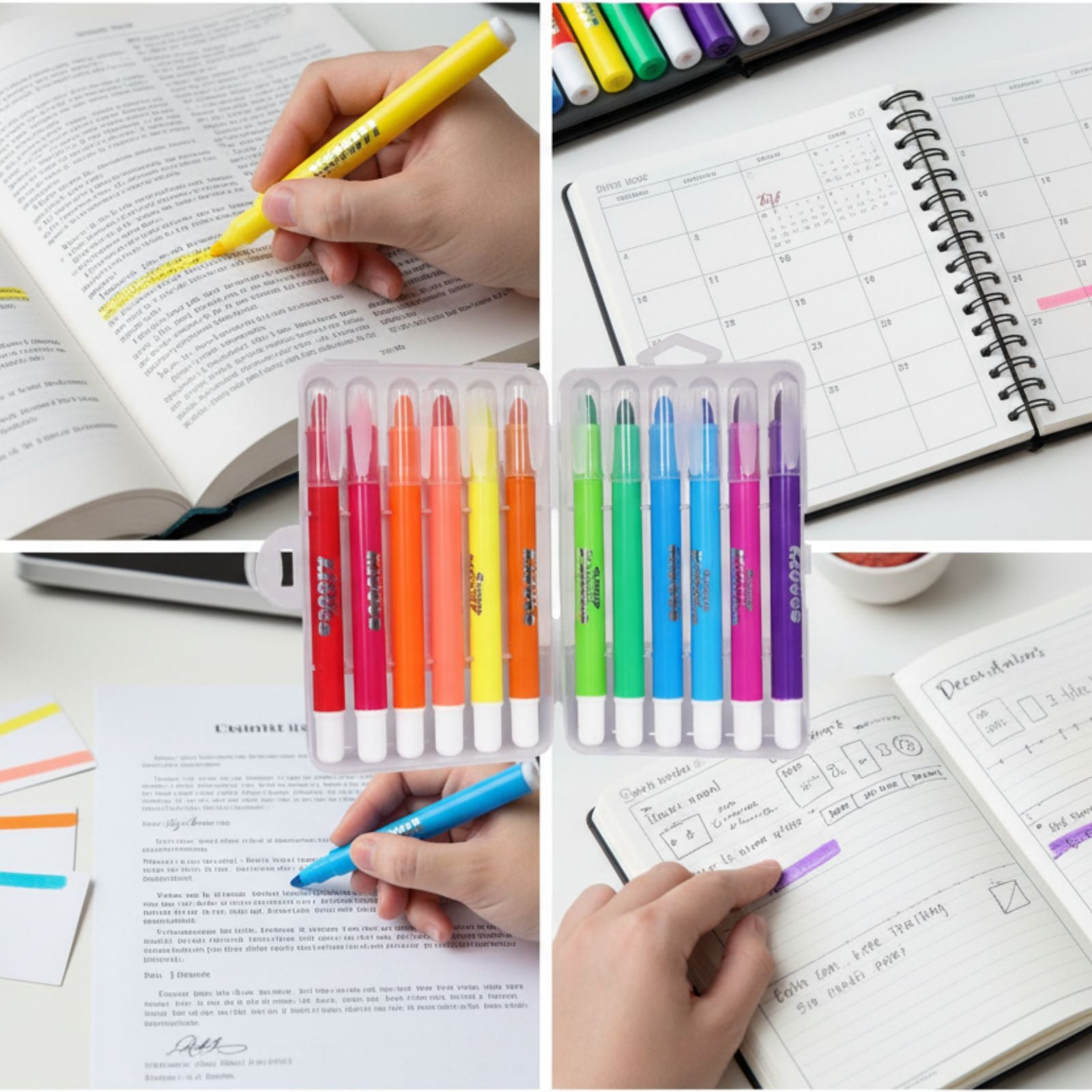 Smily Kiddos Gel Highlighters – 12 Vibrant Colors | Non-Bleed Study Set for Kids