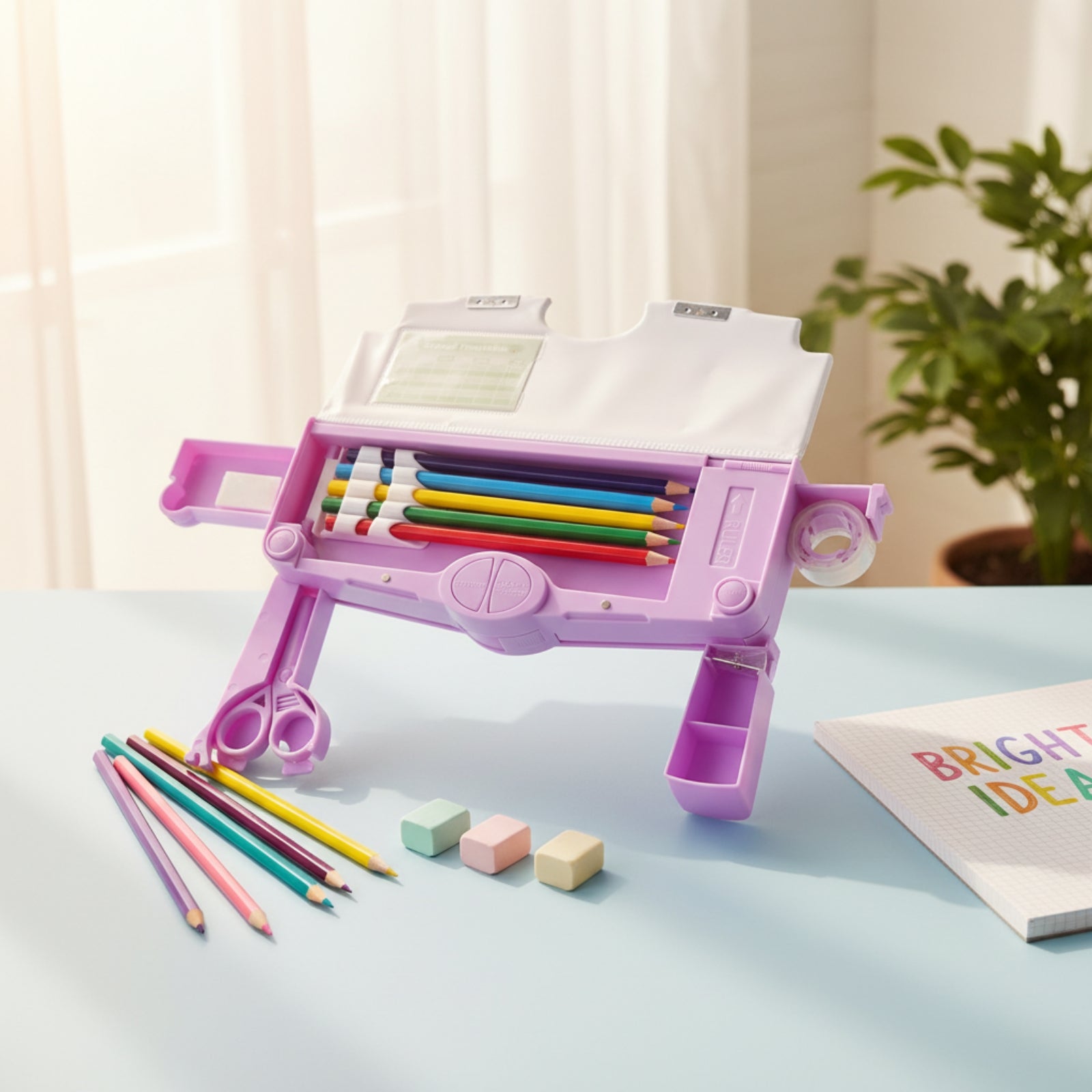 Smily Kiddos Pop-Out Pencil Box for Kids | Space Adventure Theme (Violet)