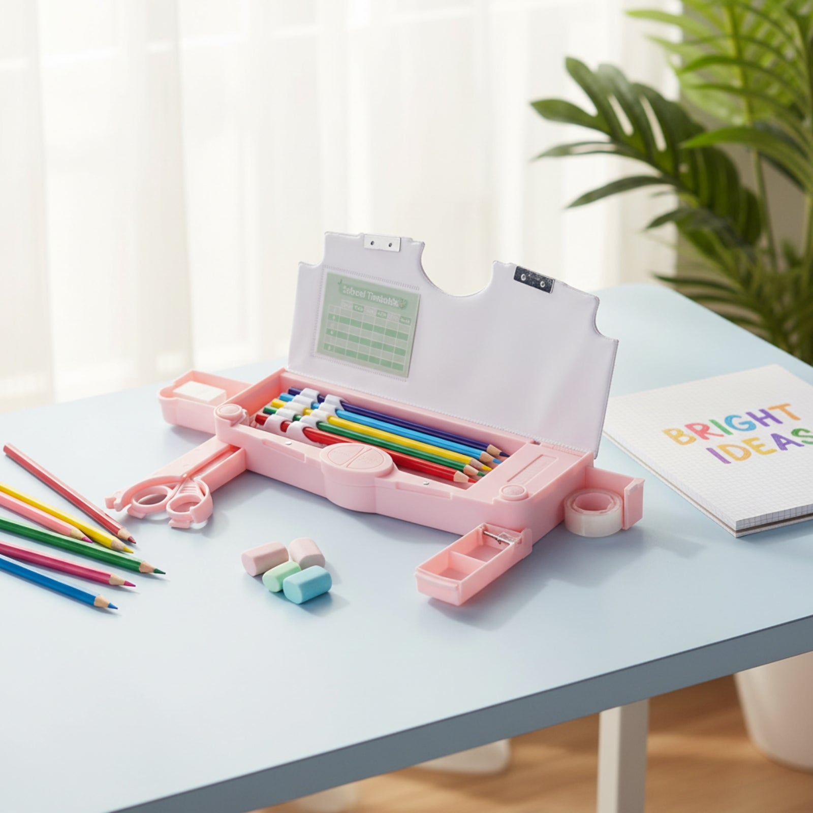 Smily Kiddos Pop-Out Pencil Box for Kids | Axolotl Theme (Pink)